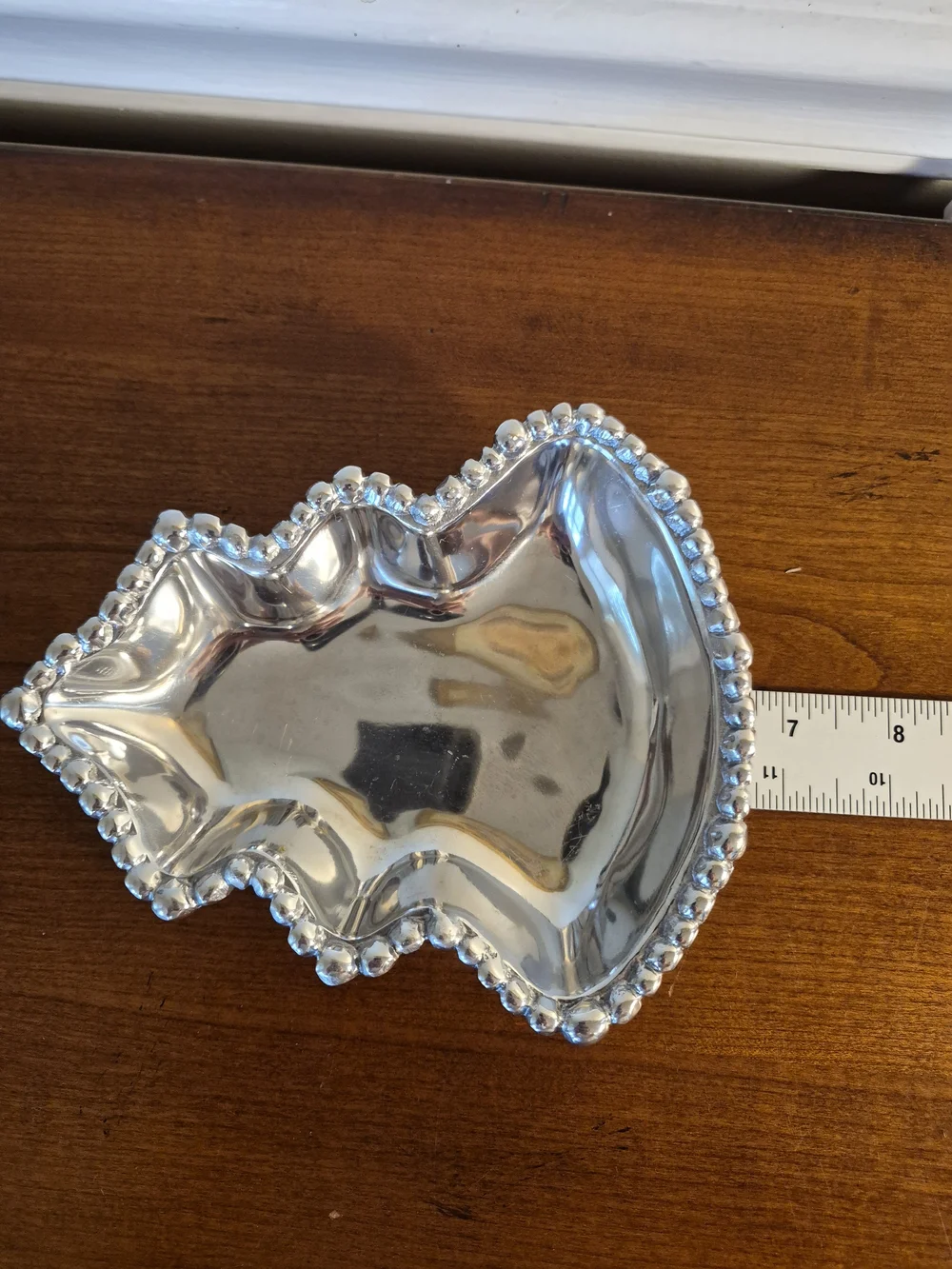 Mini Silver Tree-Shaped Beaded Serving Dish - Festive Snack Tray